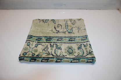 Soft Jade & Cream Woven Textile Pillow 16x16 Subtle Tribal Accent Mint Green Heritage Cushion