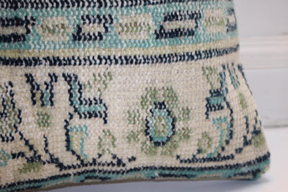Soft Jade & Cream Woven Textile Pillow 16x16 Subtle Tribal Accent Mint Green Heritage Cushion