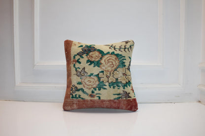 Rose Garden Heritage Textile Pillow 16x16 Cream & Terracotta Woven Floral Accent Vintage Inspired Cushion