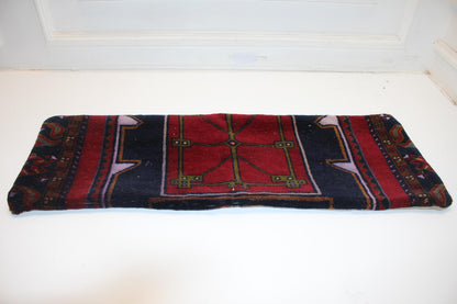 Crimson & Midnight Tribal Textile Lumbar Pillow 12x36 Graphic Woven Statement Long Bench Cushion