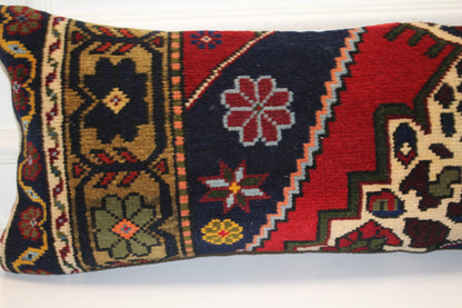 Royal Crimson & Midnight Nomad Textile Lumbar Pillow 12x36 Graphic Heritage Woven Long Bench Cushion