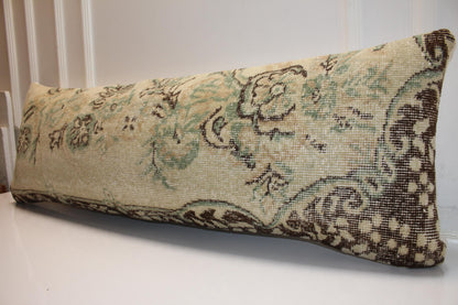 Vintage Turkish Kilim Bench Pillow Cover, Floral Lumbar Accent Cushion (16X48)