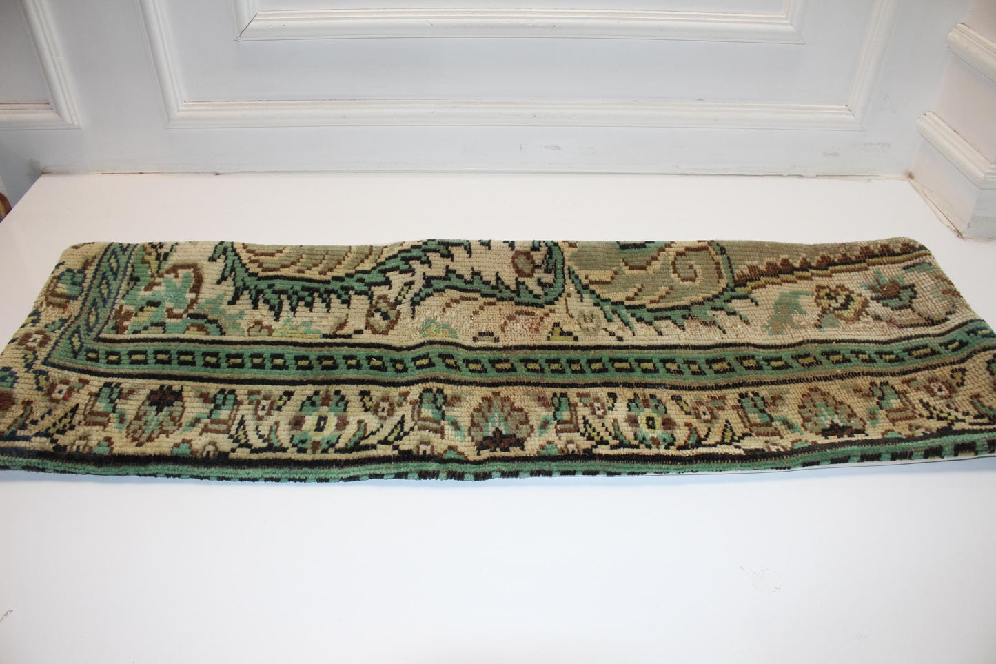 Vintage Turkish Kilim Lumbar Pillow Cover, Boho Bench Cushion 16x48