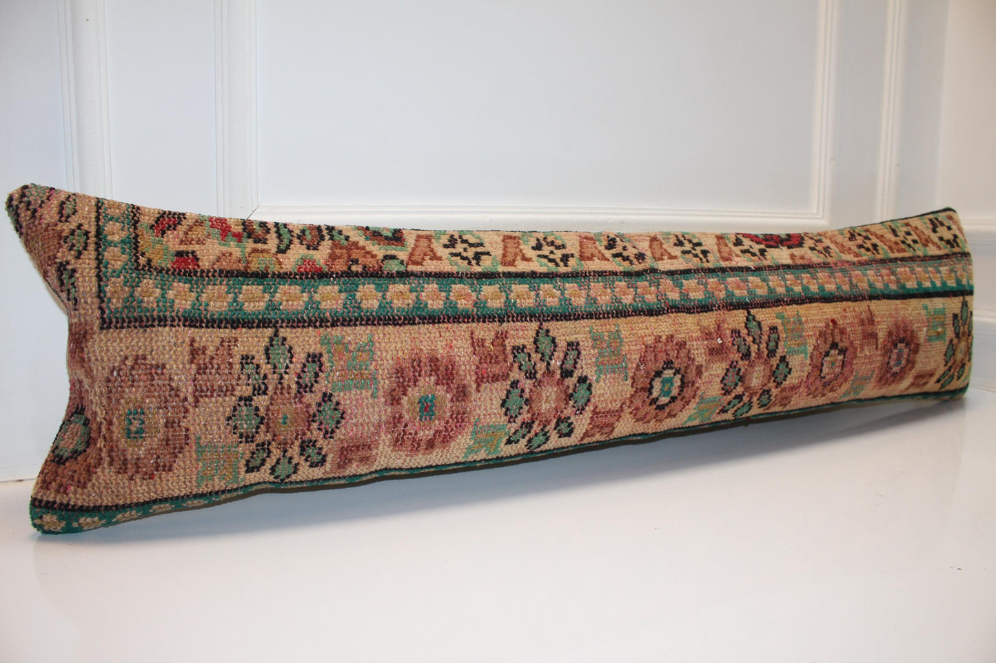 Heritage Anatolian Rug Bench Pillow 12x48, Terracotta Tribal Lumbar Cushion
