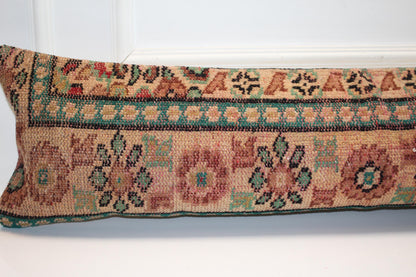 Heritage Anatolian Rug Bench Pillow 12x48, Terracotta Tribal Lumbar Cushion