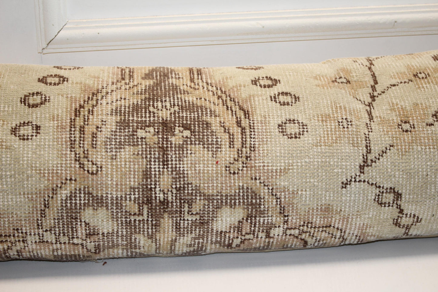 Neutral Vintage Anatolian Bench Pillow 12x48, Soft Beige Pattern Lumbar Cushion