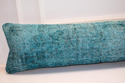 Handmade Kilim Bench Pillow, Vintage Turkish Rug Lumbar Cushion (12x48 inches)