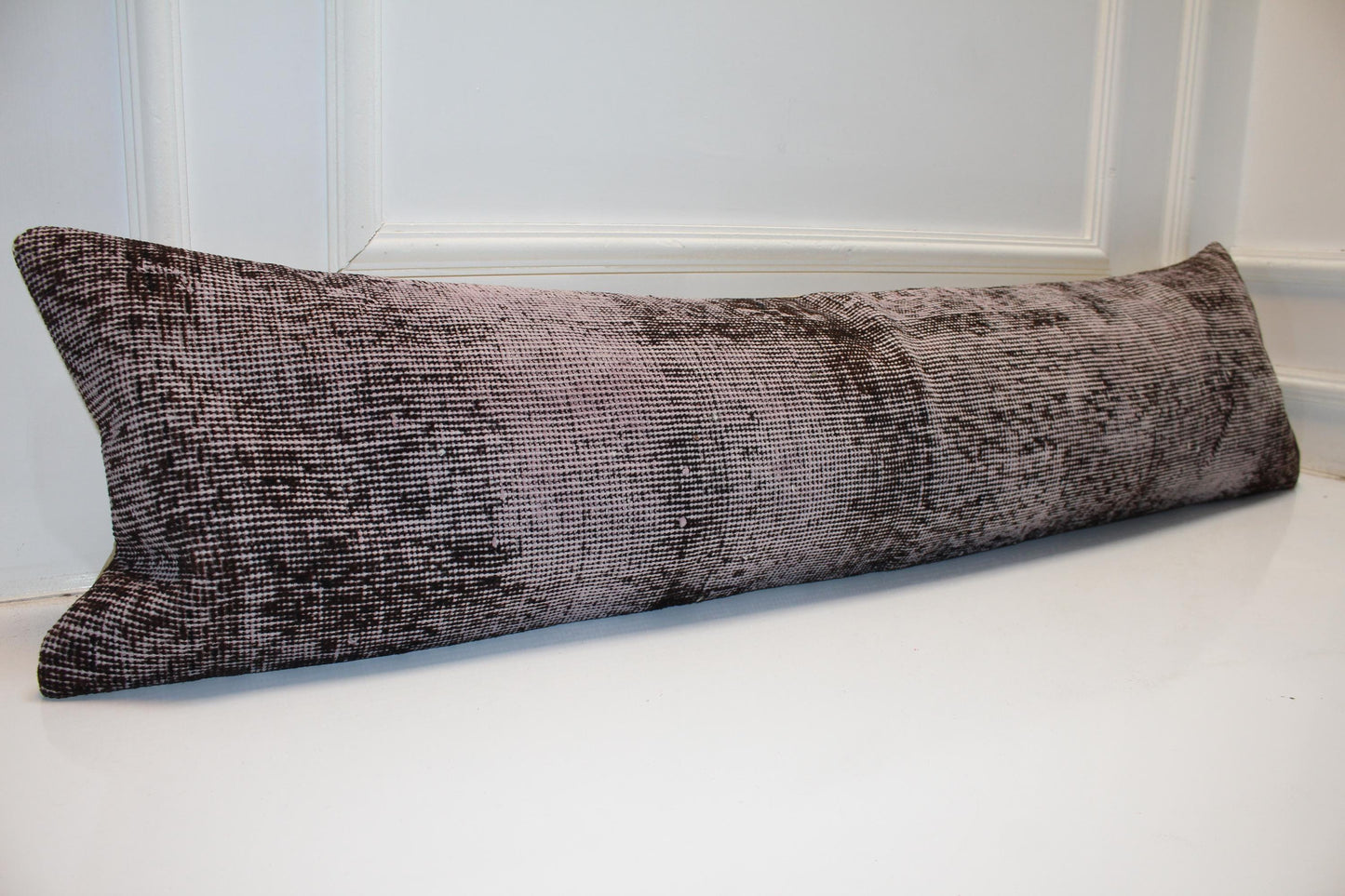 Long Bench Pillow 12x48 Vintage Turkish Rug, Neutral Kilim Lumbar Cushion