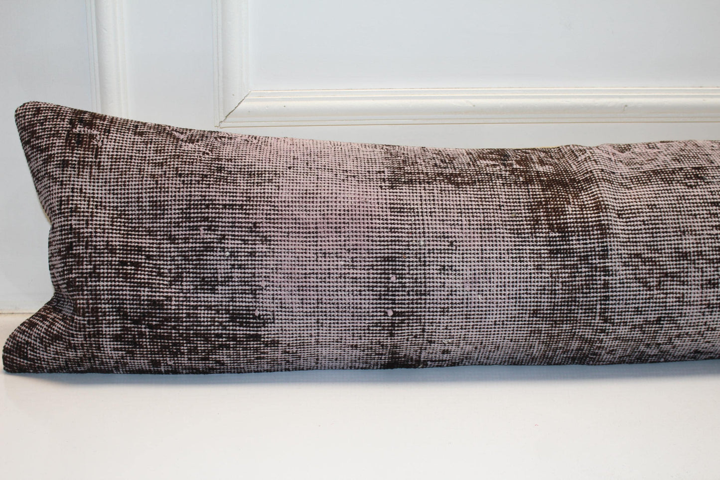 Long Bench Pillow 12x48 Vintage Turkish Rug, Neutral Kilim Lumbar Cushion