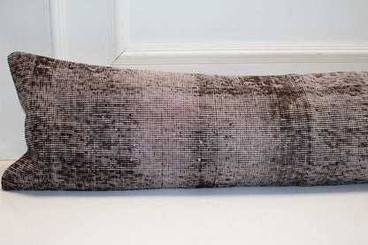 Long Bench Pillow 12x48 Vintage Turkish Rug, Neutral Kilim Lumbar Cushion