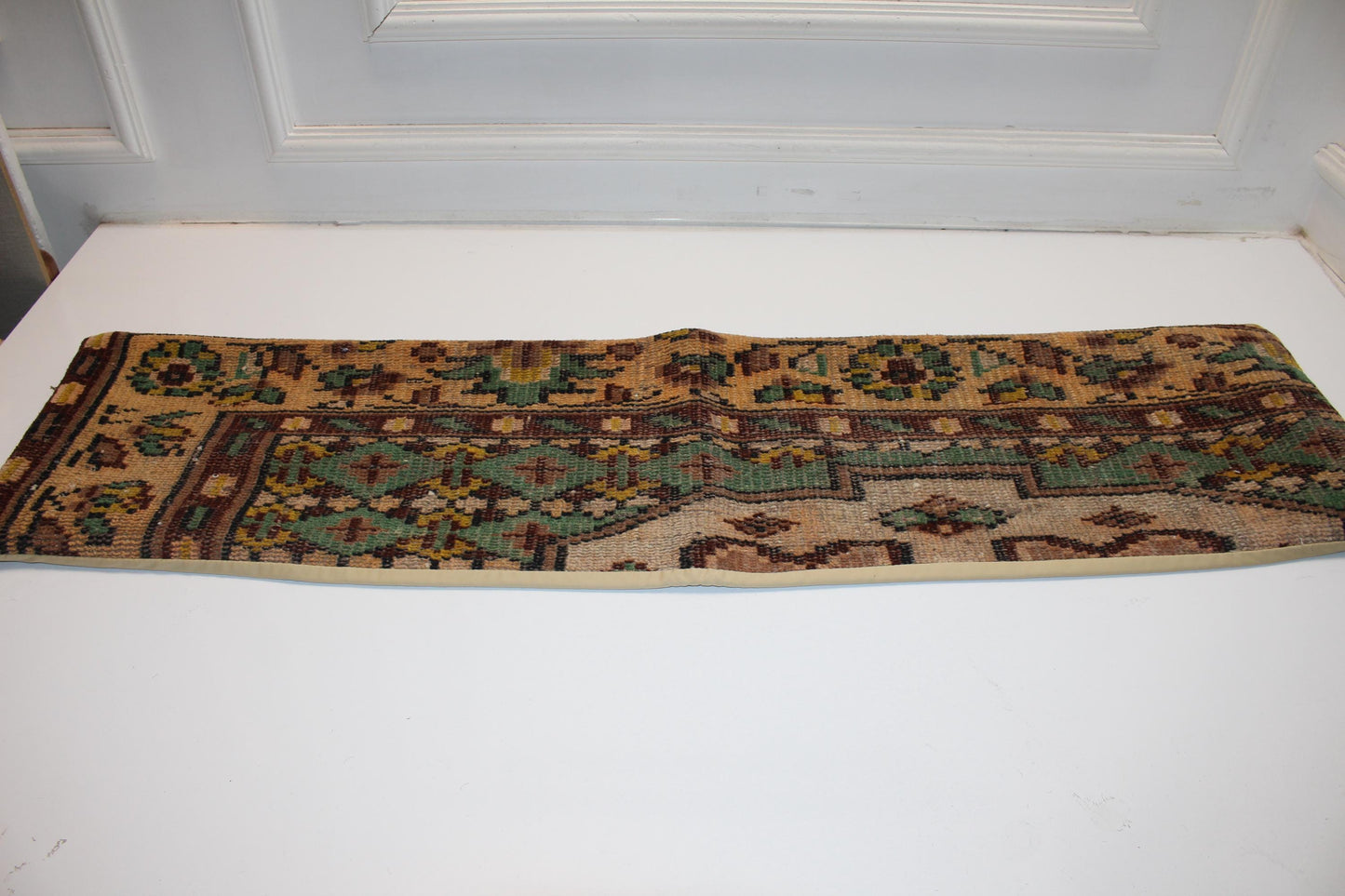 Handmade Kilim Bench Pillow, Vintage Anatolian Rug Lumbar Cushion, Tribal Bohemian Style