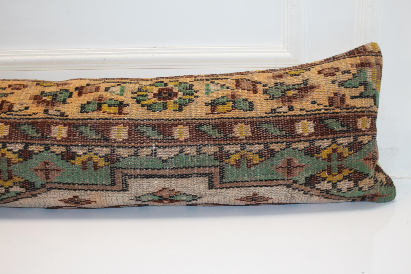 Handmade Kilim Bench Pillow, Vintage Anatolian Rug Lumbar Cushion, Tribal Bohemian Style