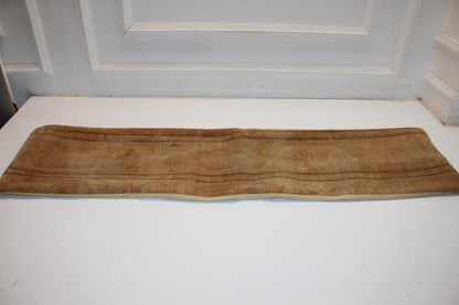 Camel Vintage Turkish Rug Bench Pillow 12x48, Warm Tan Kilim Lumbar Cushion