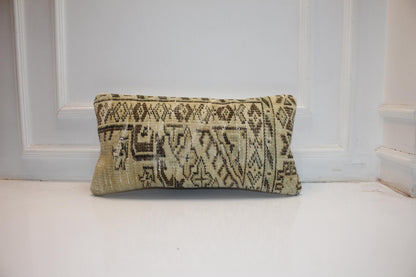 Handmade Kilim Pillow Cover – Upcycled Tribal Rug Lumbar Cushion 12x24