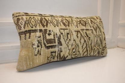 Handmade Kilim Pillow Cover – Upcycled Tribal Rug Lumbar Cushion 12x24