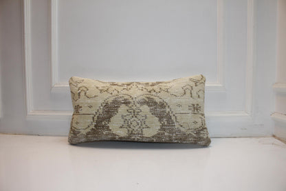 Upcycled Kilim Pillow Cover – Authentic Turkish Rug Lumbar Cushion (12x24)