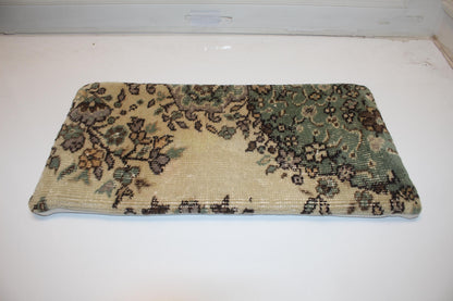 Turkish Rug Bench Lumbar 12x24 – Botanical Sage Floral Anatolian Cushion Cover for Romantic