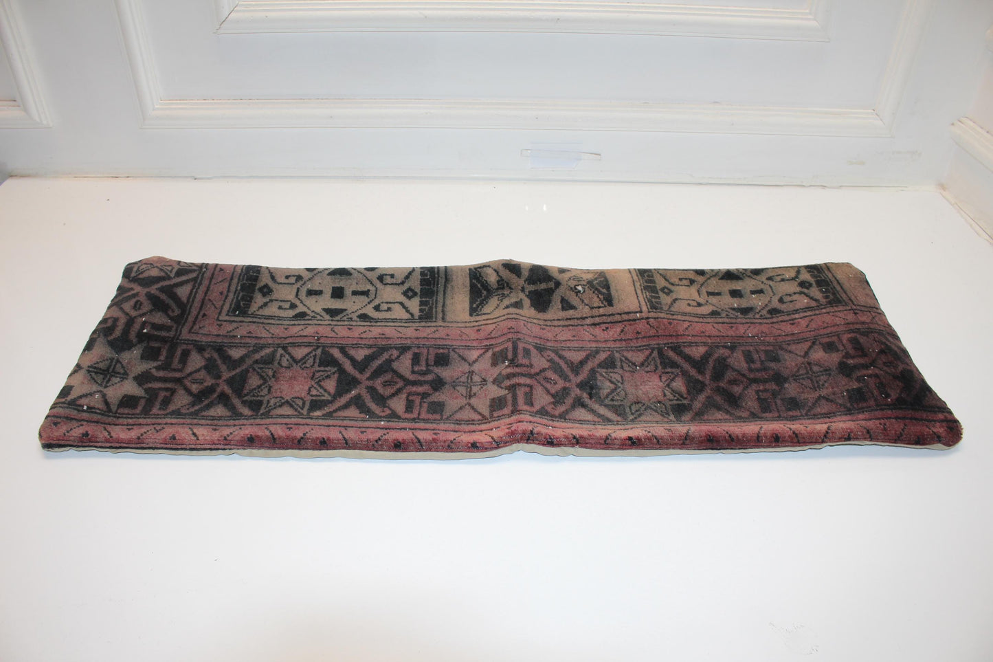Handmade Kilim Pillow Cover: Smoky Burgundy Tribal Lumbar Cushion (12x36 Inch)