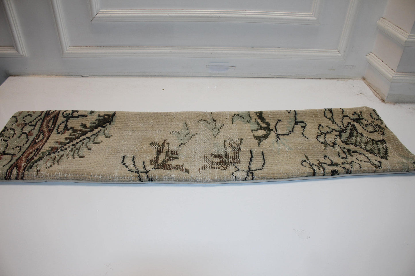 12x48 Inch Faded Ivory Garden Motif Long Lumbar Cushion for Refined Statement Interiors