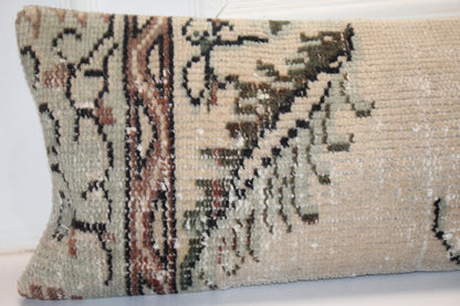12x48 Inch Faded Ivory Garden Motif Long Lumbar Cushion for Refined Statement Interiors