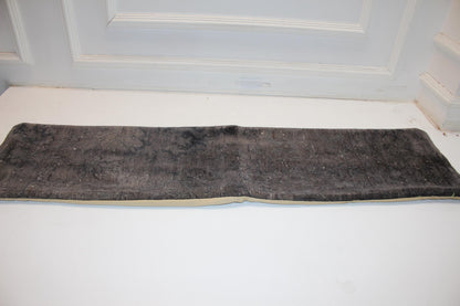Turkish Rug Bench Pillow 12x48 Inch Charcoal Washed Long Lumbar Cushion for Modern Minimal