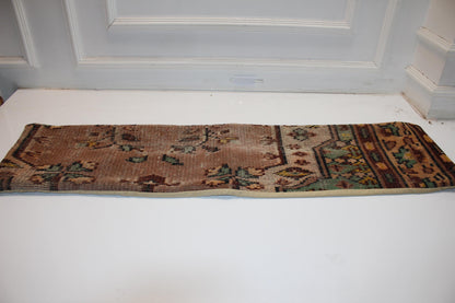 Vintage Kilim Bench Pillow 12x48 Inch Muted Terracotta Sage Lumbar Cushion