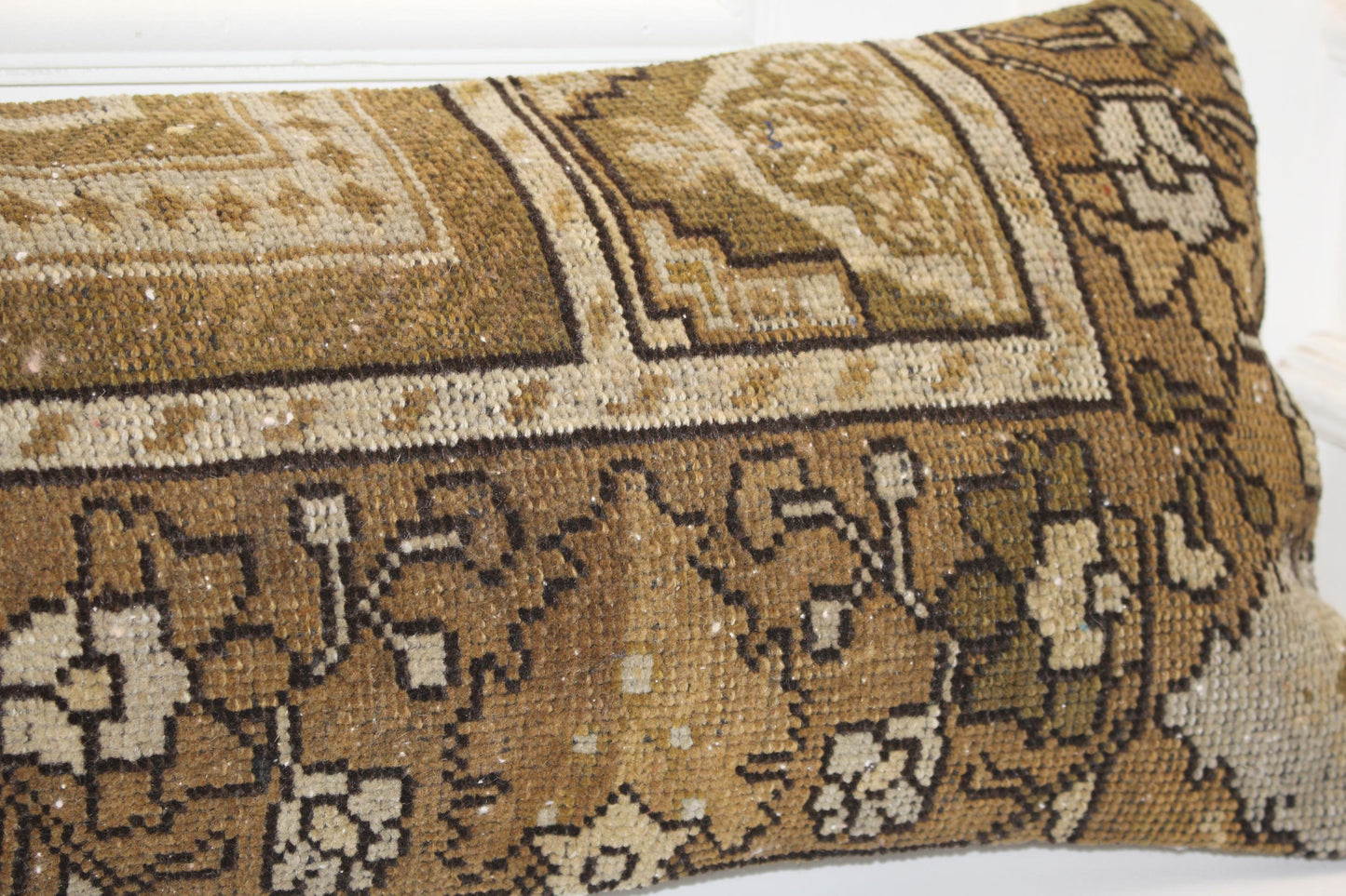 Antique Camel & Sand Long Lumbar Cushion Classic Heritage Statement for Neutral Interiors