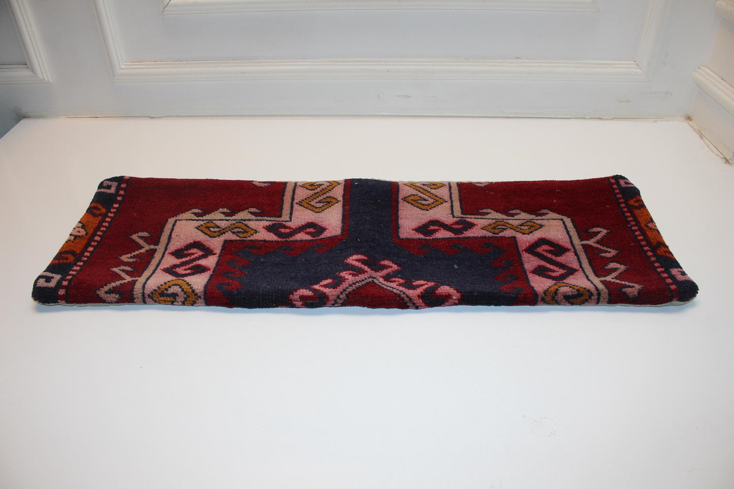 Handmade Kilim Pillow Cover – Upcycled Turkish Rug Lumbar Cushion (12x36)