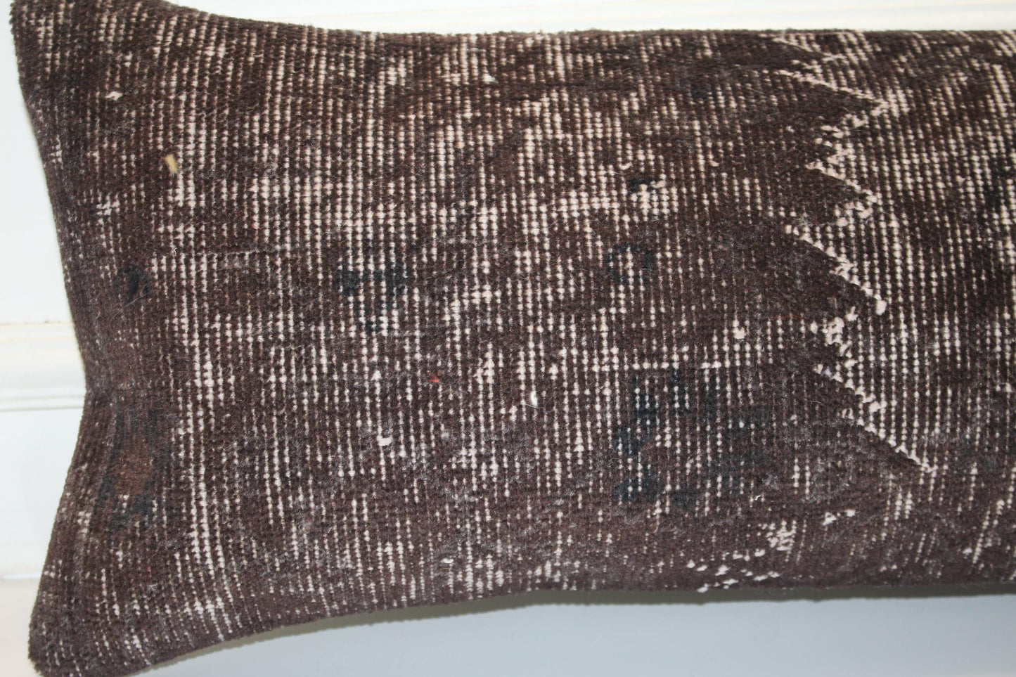 Handmade Kilim Pillow Cover – Upcycled Authentic Wool Rug Lumbar Cushion (12x36)