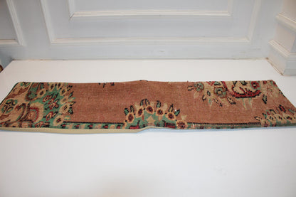 Vintage Turkish Kilim Bench Pillow – Terracotta Emerald Lumbar Statement Rug Cushion