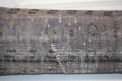 Charcoal Gray Vintage Turkish Rug Bench Pillow, Long Lumbar Cushion for Sofa 12X48
