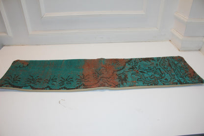 Vintage Turkish Kilim Bench Pillow, Boho Tribal Lumbar Cushion (12x48)