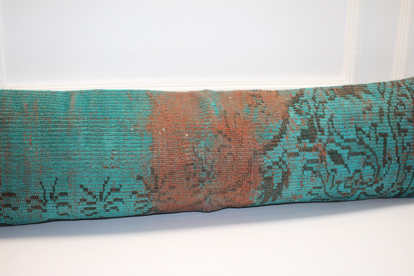 Vintage Turkish Kilim Bench Pillow, Boho Tribal Lumbar Cushion (12x48)