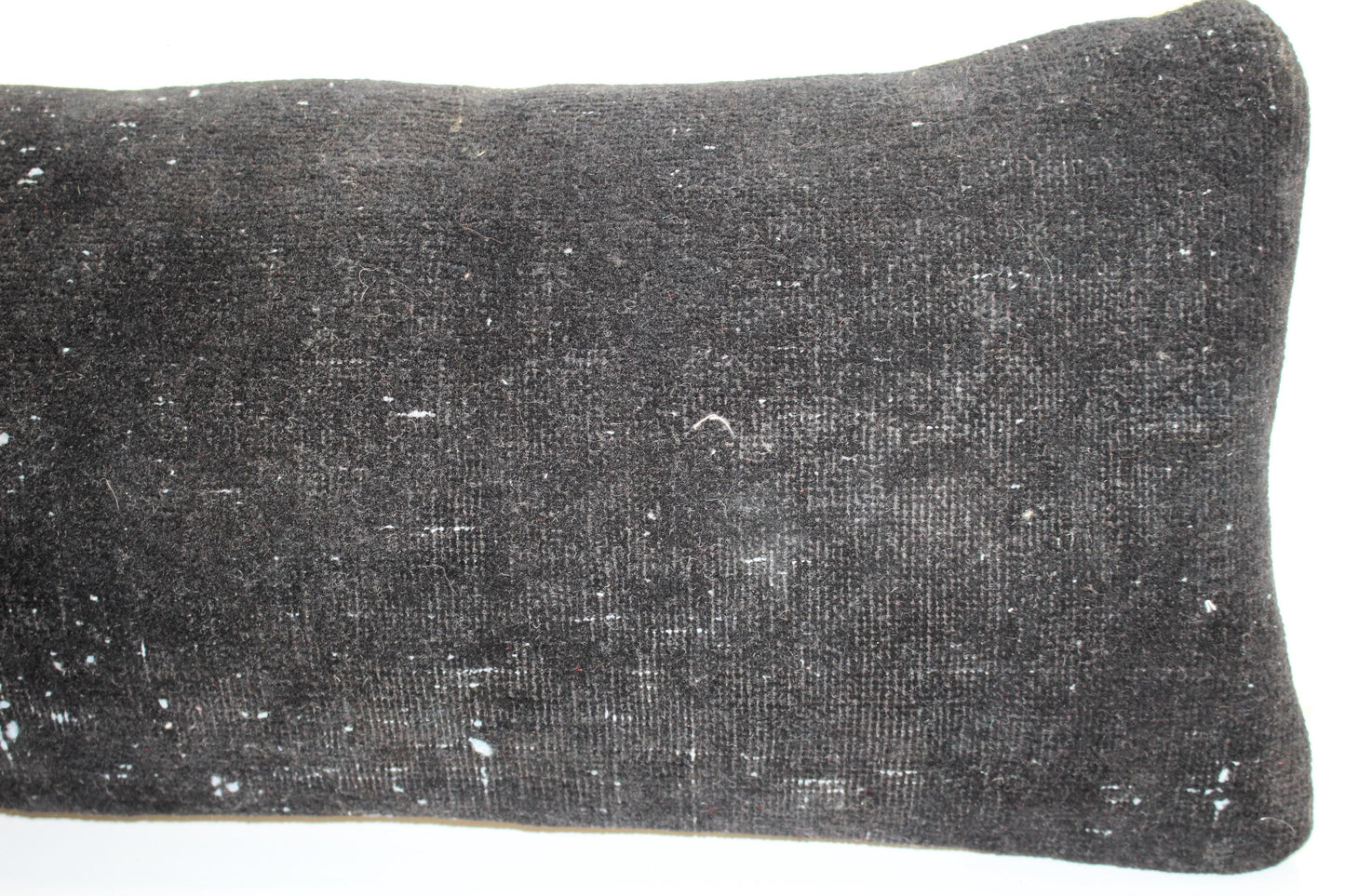 Black Vintage Turkish Rug Bench Pillow 12x48, Extra Long Lumbar Cushion