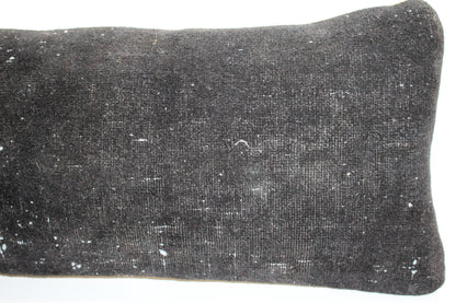 Black Vintage Turkish Rug Bench Pillow 12x48, Extra Long Lumbar Cushion