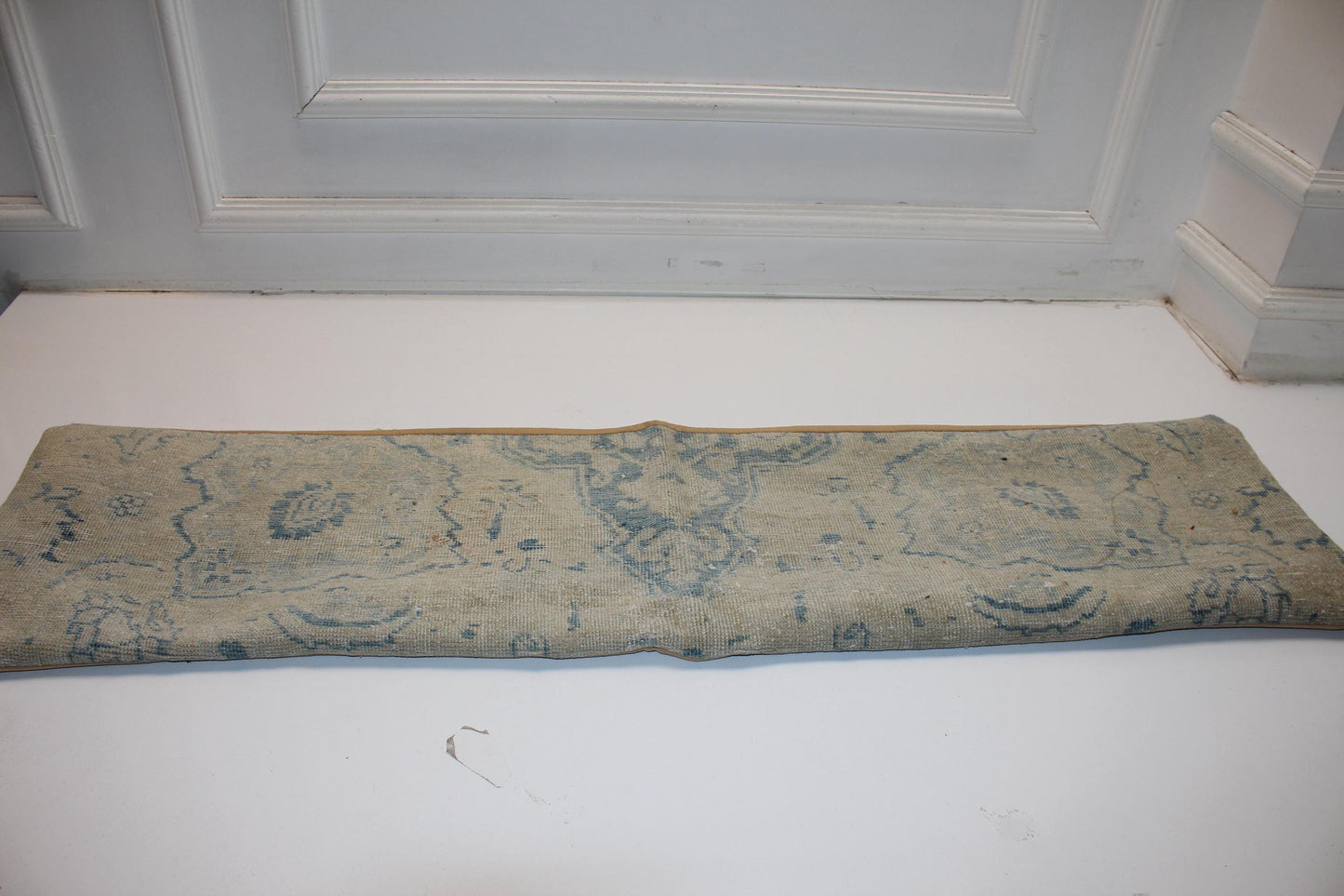Heirloom Fade Anatolian Bench Pillow 12x48, Sand & Mist Blue Washed Textile