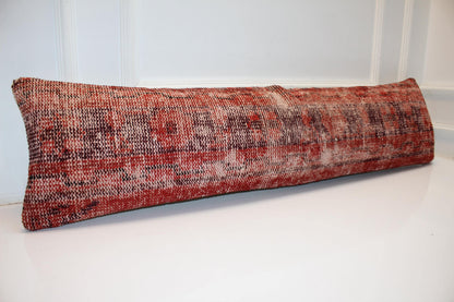 Terracotta Pulse Long Bench Pillow 12x48, Abstract Woven Anatolian Textile