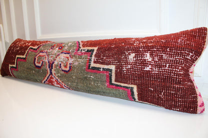 Nomadic Crest Statement Bench Pillow 12x48, Bold Anatolian Motif Textile