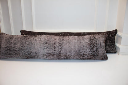 Monochrome Duo Bench Pillow set of 2 12x48, Black & Ivory Vintage Textile Pair