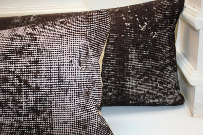 Monochrome Duo Bench Pillow set of 2 12x48, Black & Ivory Vintage Textile Pair
