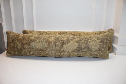 Zen Earth Bench Pillow Set 12x48, Natural Sand Textured Textile Duo