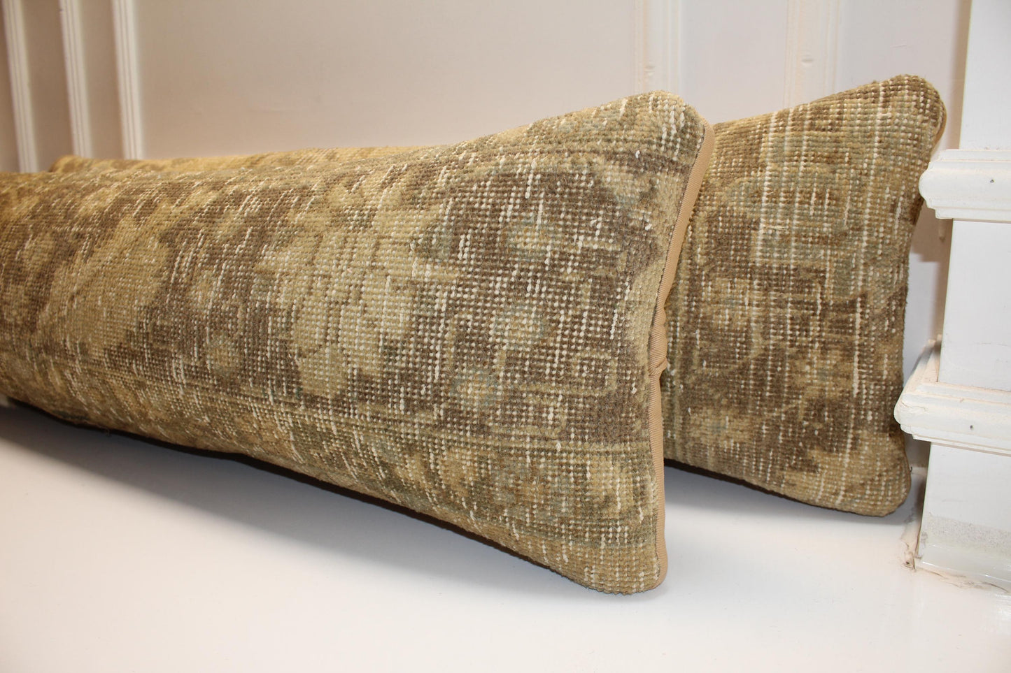Zen Earth Bench Pillow Set 12x48, Natural Sand Textured Textile Duo