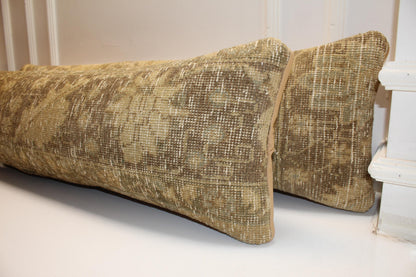 Zen Earth Bench Pillow Set 12x48, Natural Sand Textured Textile Duo