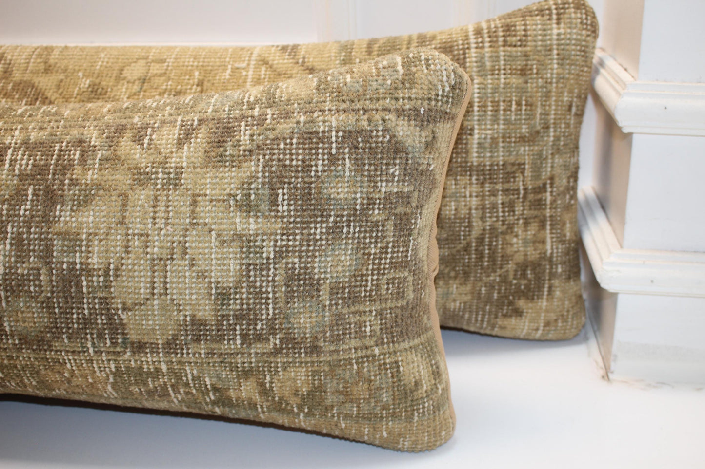Zen Earth Bench Pillow Set 12x48, Natural Sand Textured Textile Duo