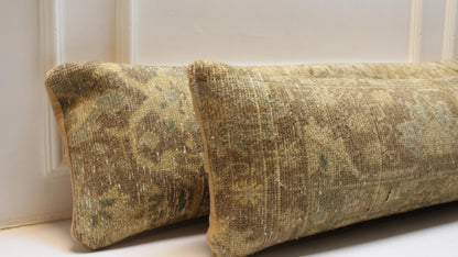 Zen Earth Bench Pillow Set 12x48, Natural Sand Textured Textile Duo