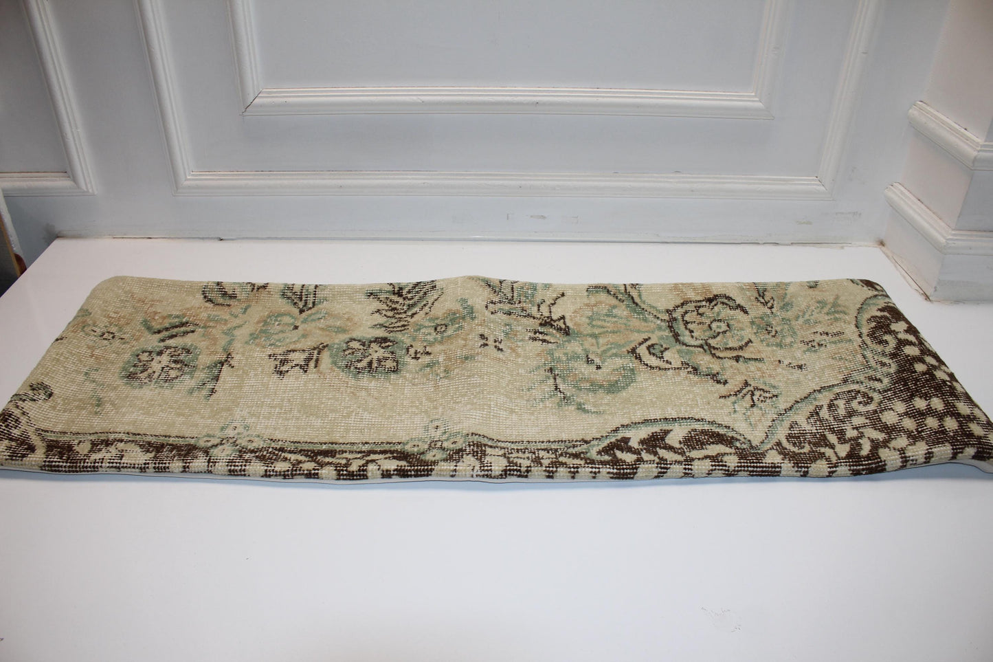 Vintage Turkish Kilim Bench Pillow Cover, Floral Lumbar Accent Cushion (16X48)