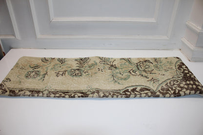 Vintage Turkish Kilim Bench Pillow Cover, Floral Lumbar Accent Cushion (16X48)