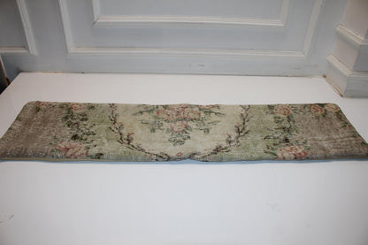 Vintage Turkish Kilim Bench Pillow Cover, Pastel Floral Lumbar Cushion (12x48 inches)