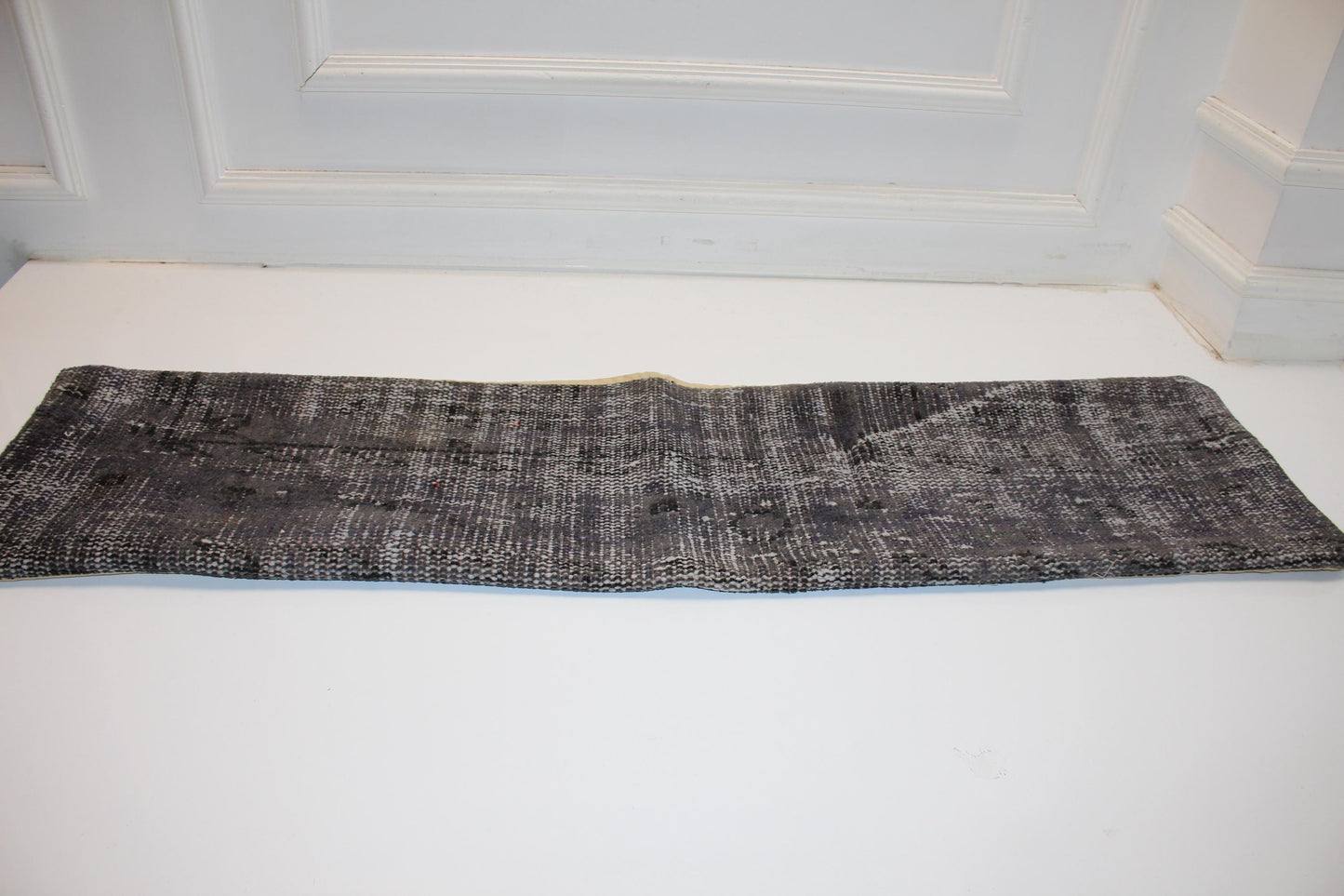Charcoal Kilim Pillow Cover, Vintage Turkish Rug Lumbar Cushion (12x48 inches)