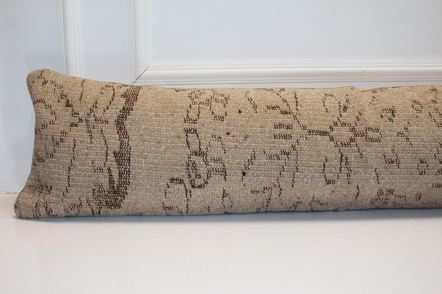 Desert Tone Vintage Rug Bench Pillow 12x48, Sand Beige Lumbar Cushion